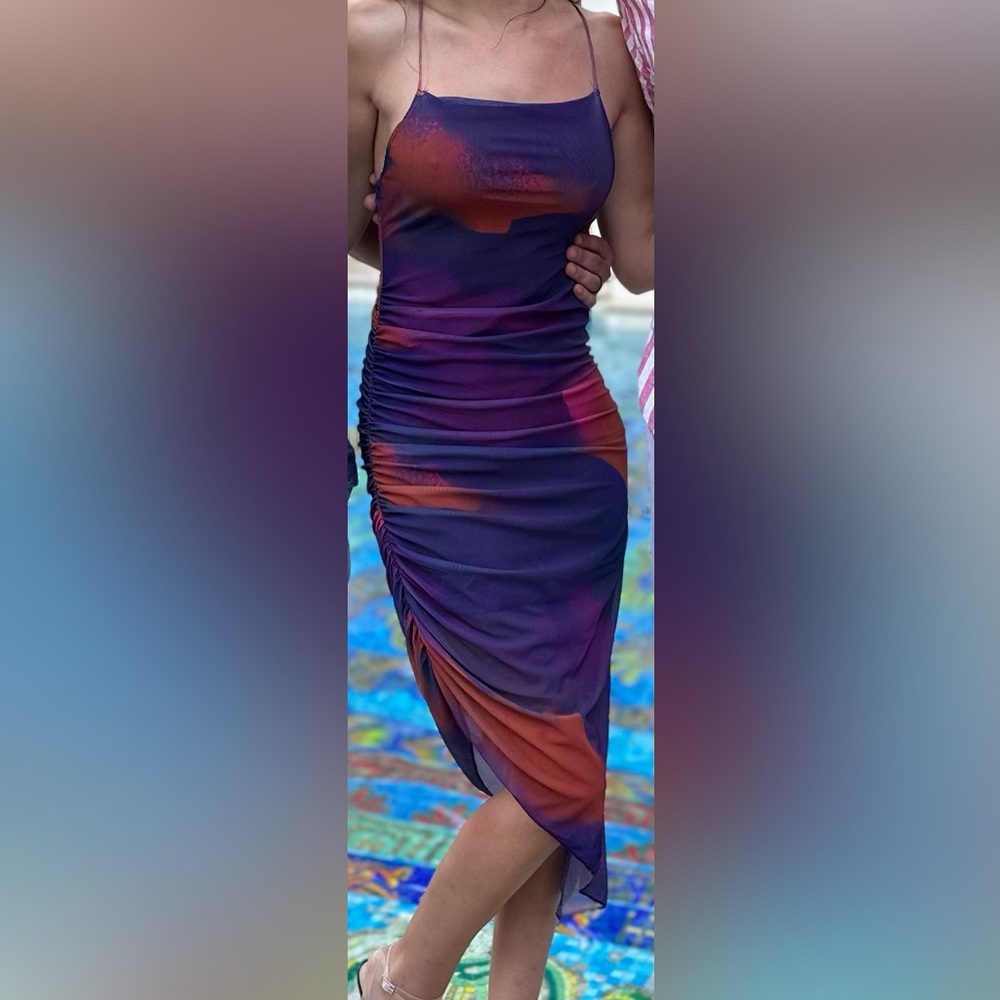 Tie Dye Spaghetti Strap Bodycon Dress